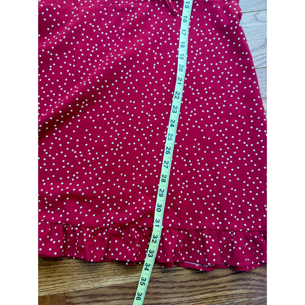 Rihoas Womens The Red V Neck Polka Dot Flounce Mini Dress Medium Flowy Summer - Picture 15 of 16